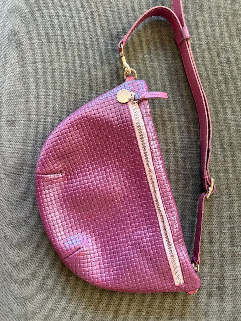 Clare V Grande Fanny Burgundy Braided Print Bag